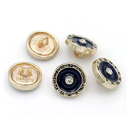 10 Pcs Round Button Small Mini Button Clock Design Pattern or Blazer Coat Uniform Shirt(Black,12mm)