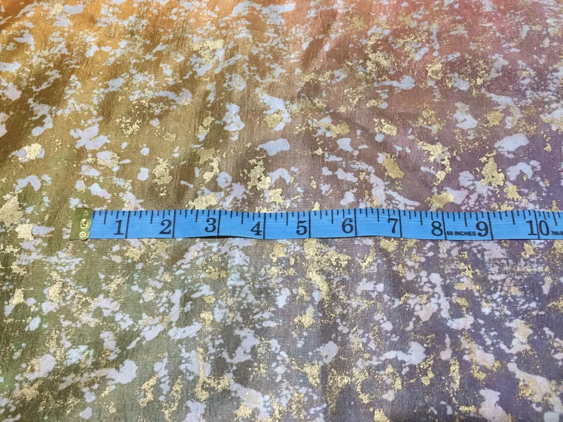 100% Pure Silk Tussar Tie Dye and Gold Print in four shades 44" wide [12342]