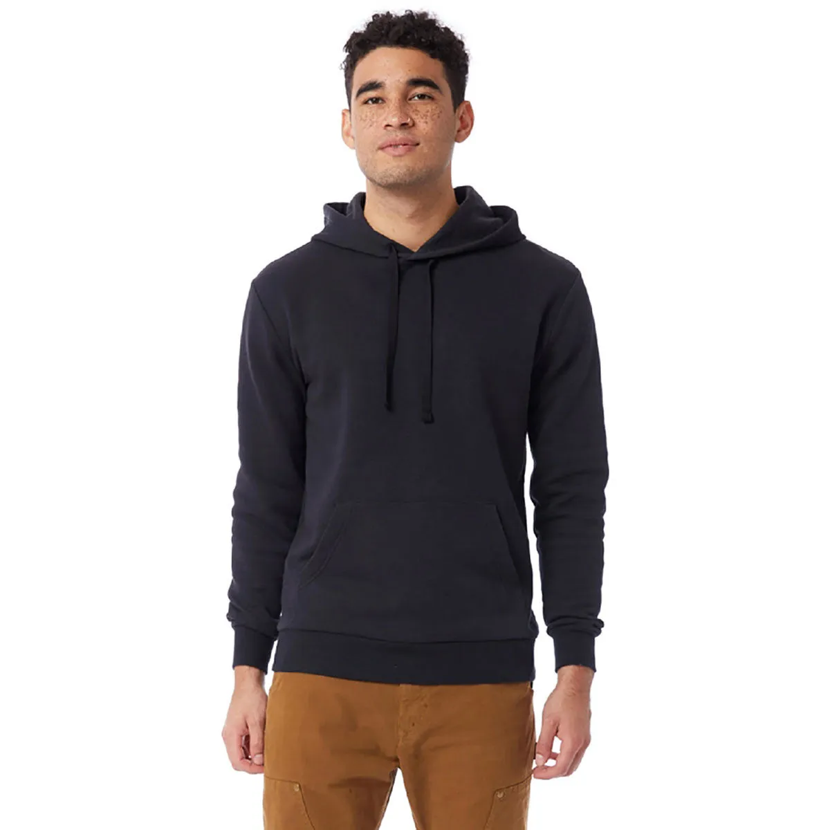 Alternative Apparel Men's Black Eco Cozy Fleece Pullover Hooded Sweatshirt