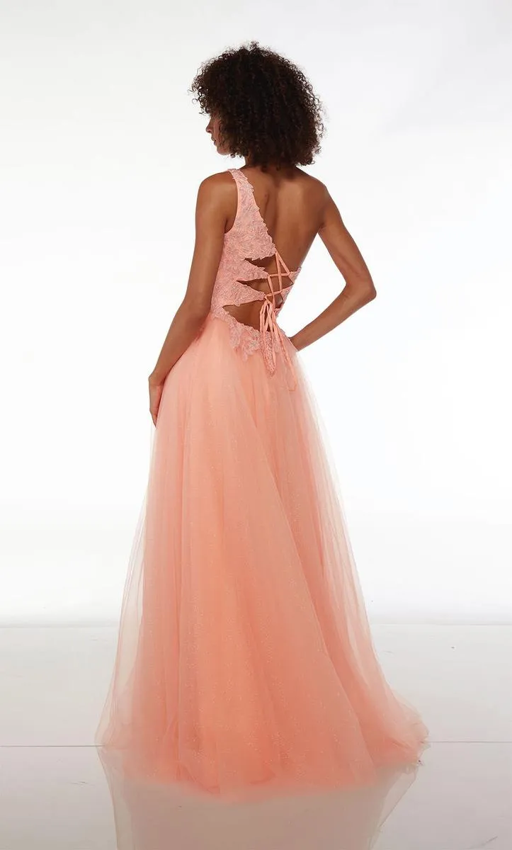 Alyce One Shoulder Lace Prom Dress 61624