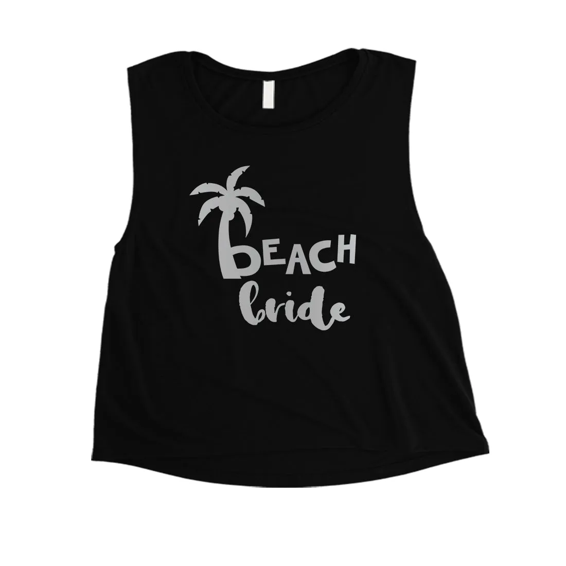 Beach Bride Babe Palm Tree-SILVER Womens Crop Top Exciting Silly