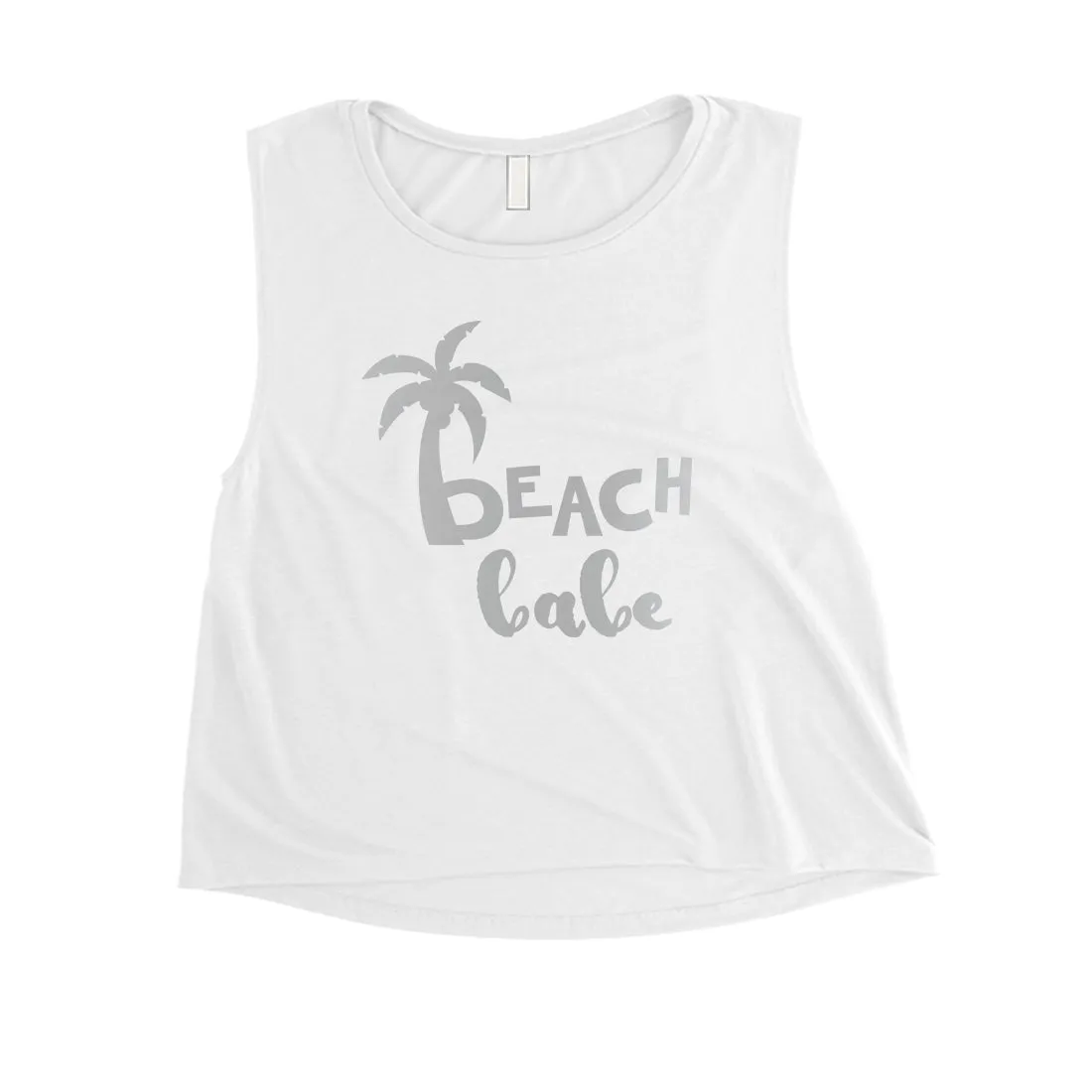 Beach Bride Babe Palm Tree-SILVER Womens Crop Top Exciting Silly