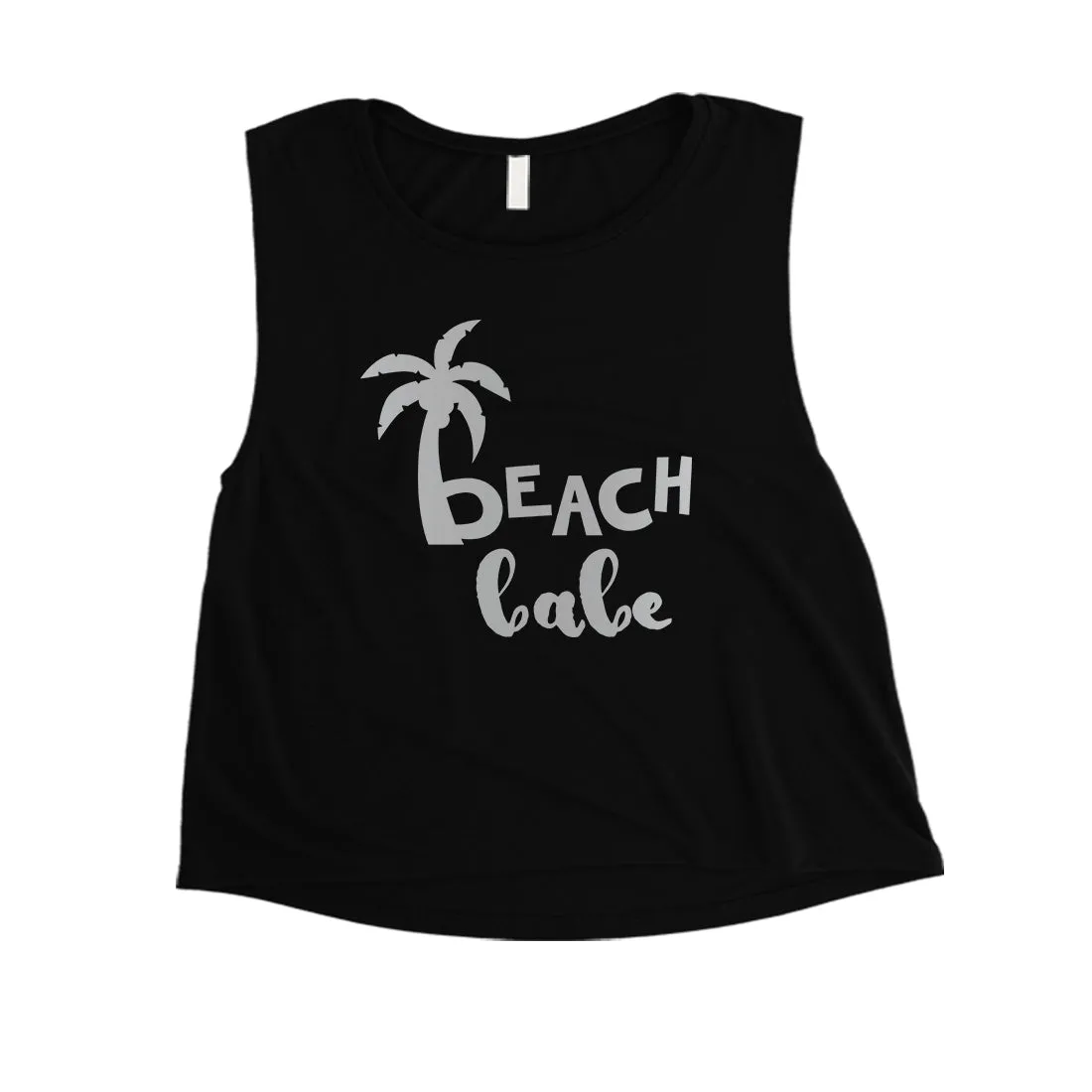 Beach Bride Babe Palm Tree-SILVER Womens Crop Top Exciting Silly