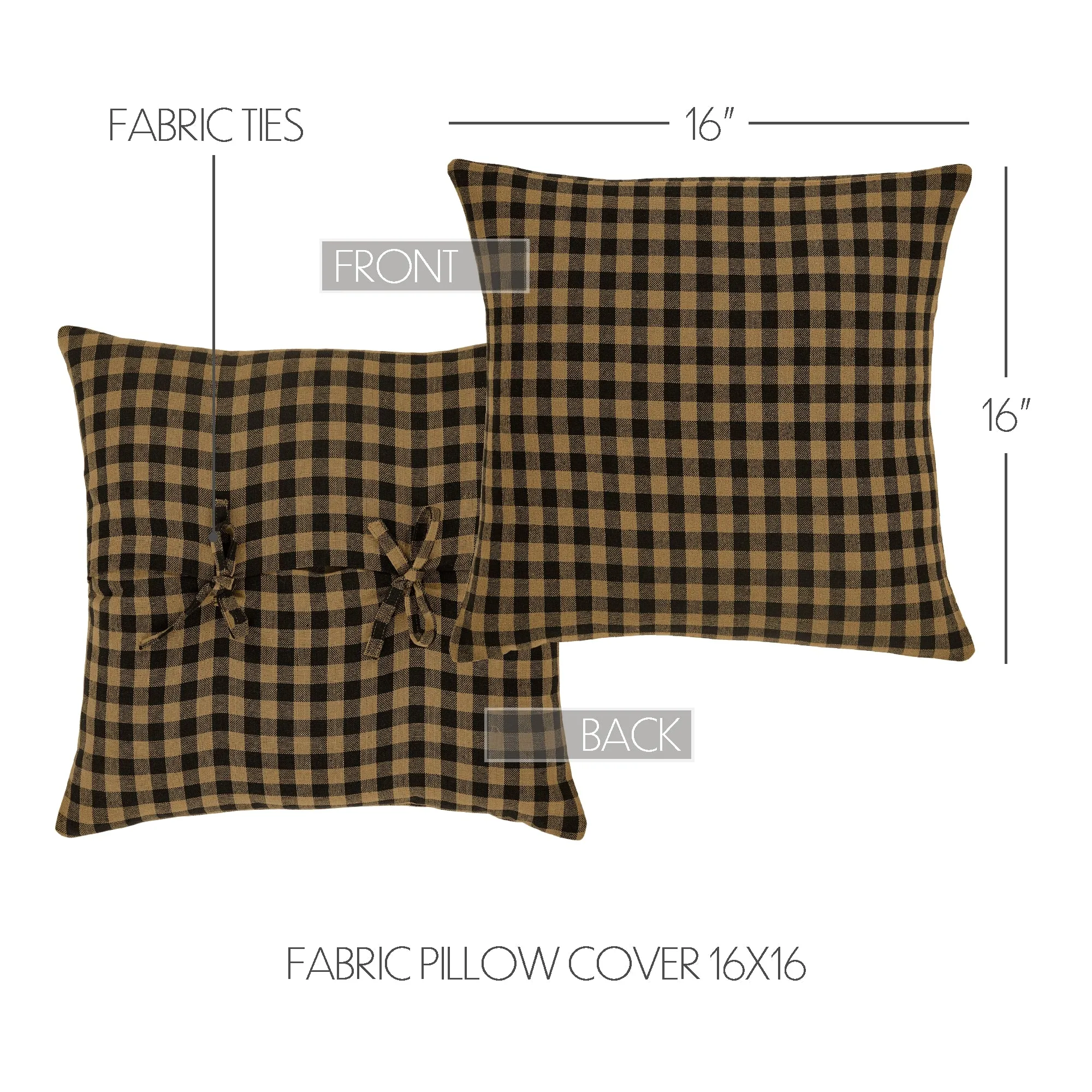 Black Check Pillow Cover Fabric 16x16