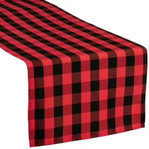 Buffalo Plaid Checkered Polyester Table Runner - Black & Red