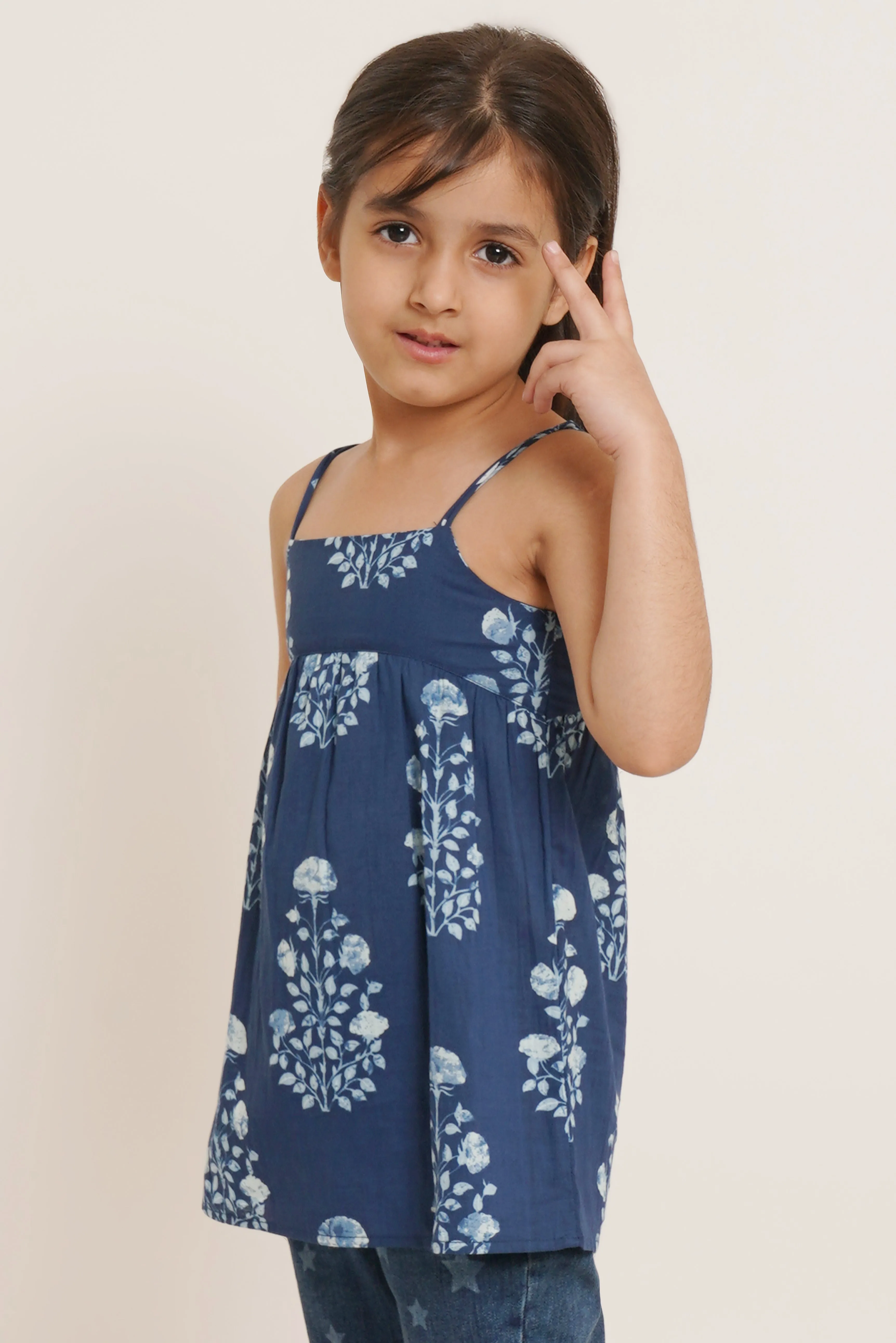 Elegant Jaipuri Cotton Sleeveless Top for Girls - Summer Special