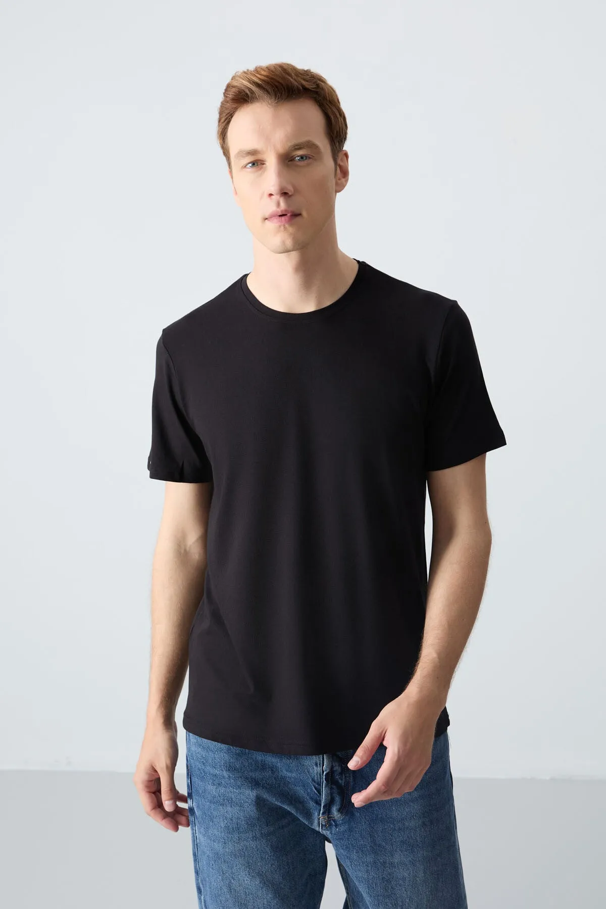 erkek basic kisa kol standart kalip o yaka t-shirt - 87911