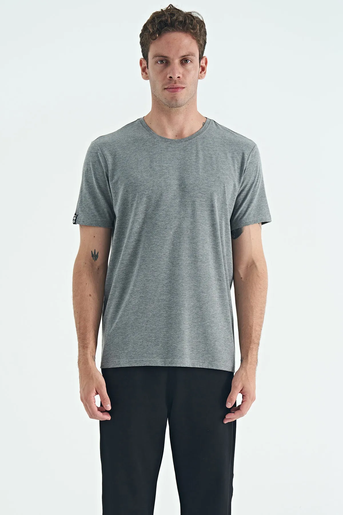 erkek basic kisa kol standart kalip o yaka t-shirt - 87911