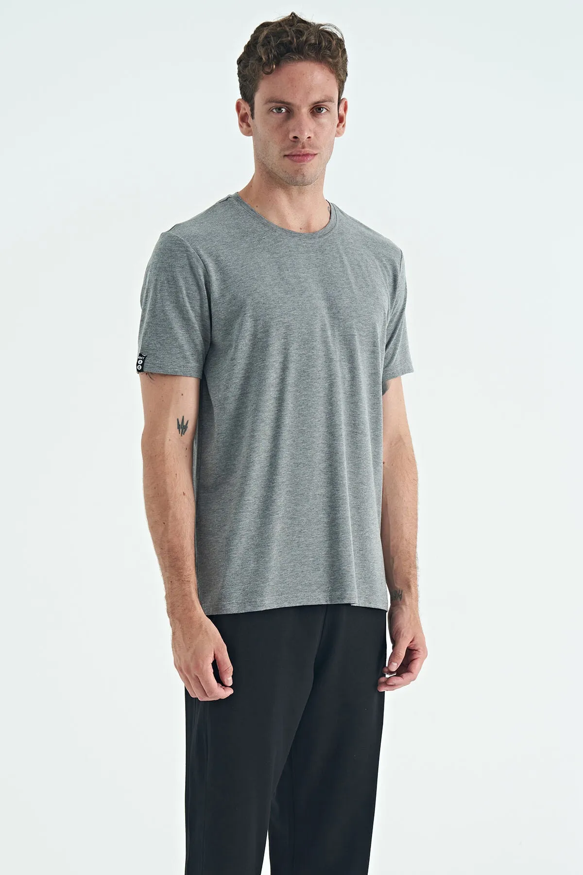 erkek basic kisa kol standart kalip o yaka t-shirt - 87911