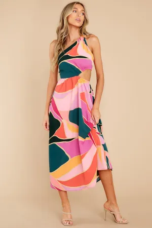 Essential Piece Pink Multi Print Midi Dress