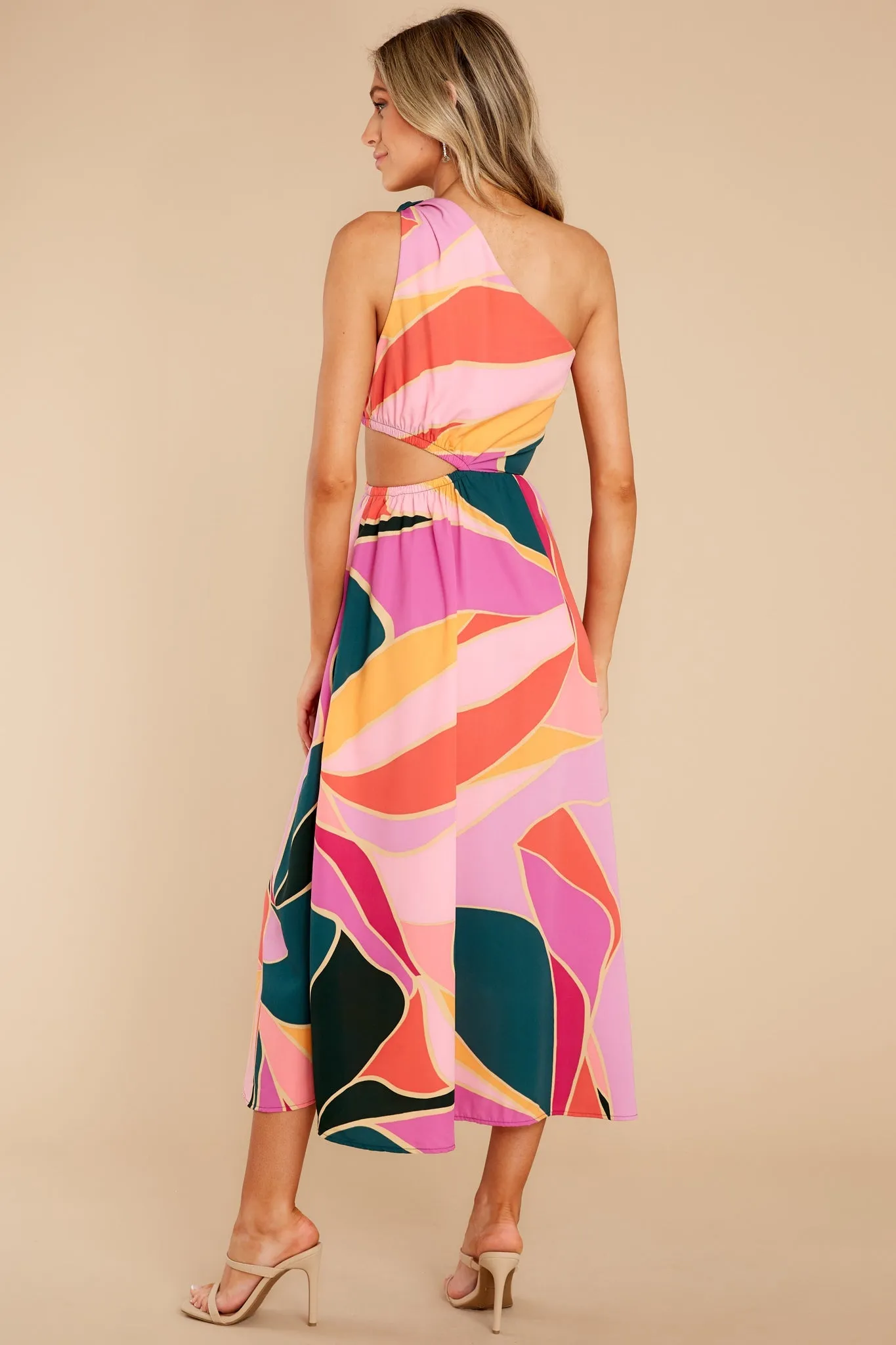 Essential Piece Pink Multi Print Midi Dress