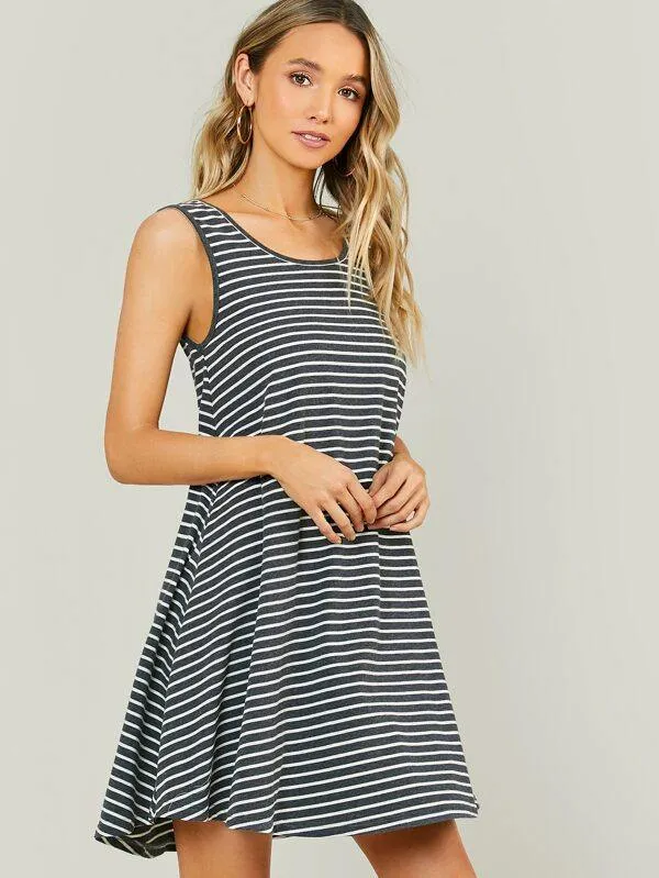 Flowy Hem Striped Dress