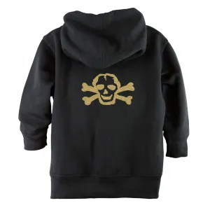 Gold Glitter Scribble Skull Front Zipper Baby Hoodie