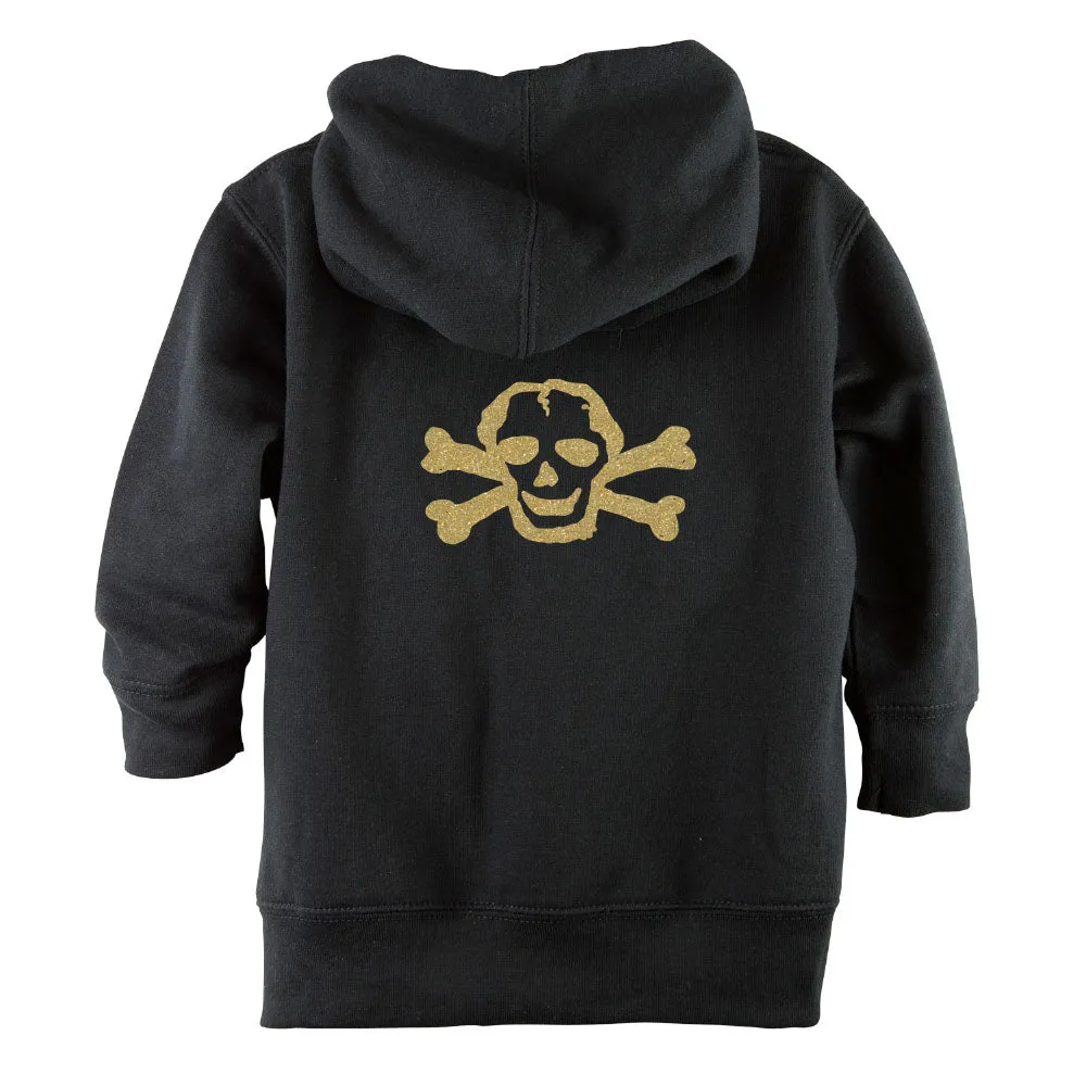 Gold Glitter Scribble Skull Front Zipper Baby Hoodie