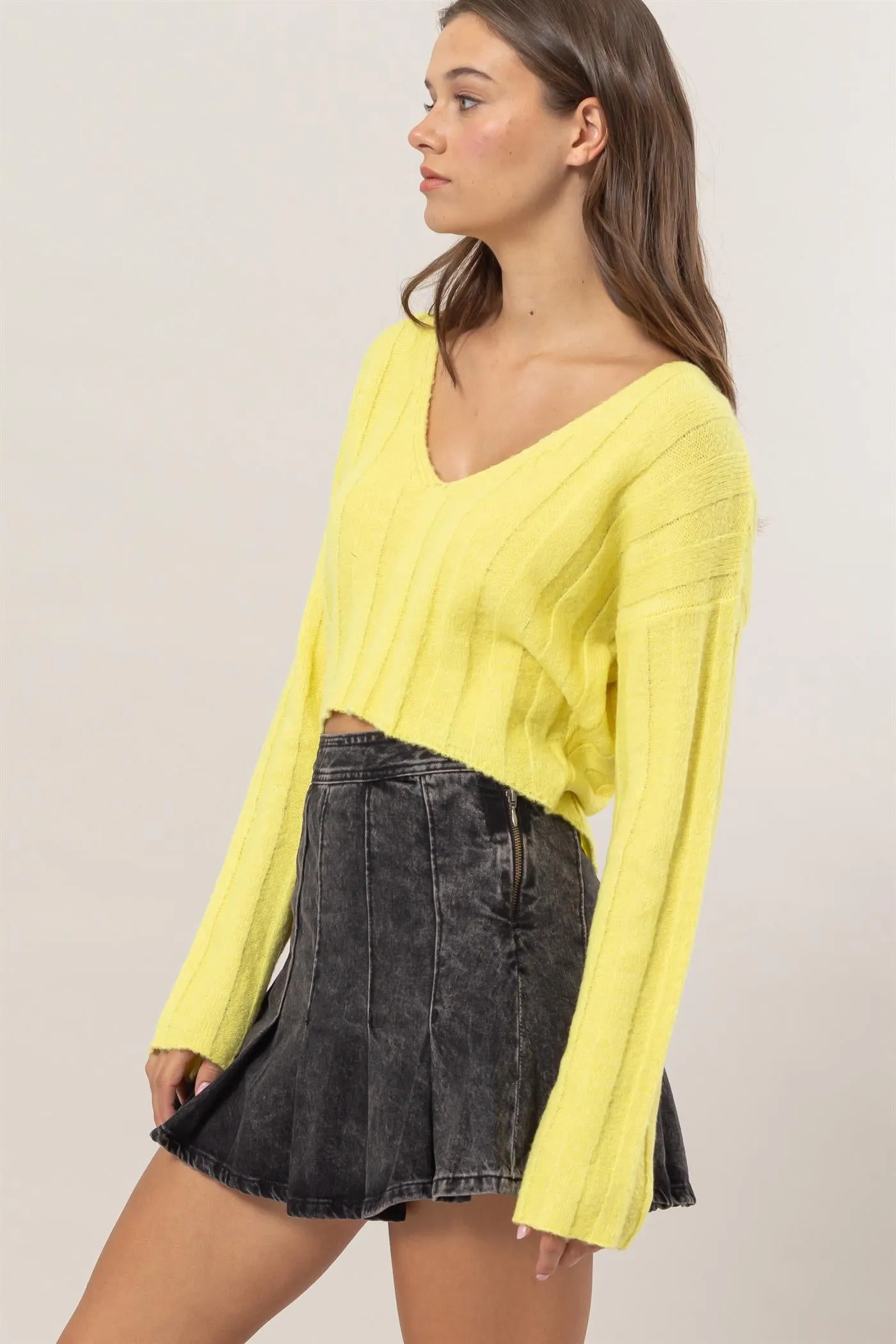 HF25A276-Cropped Sweater Top