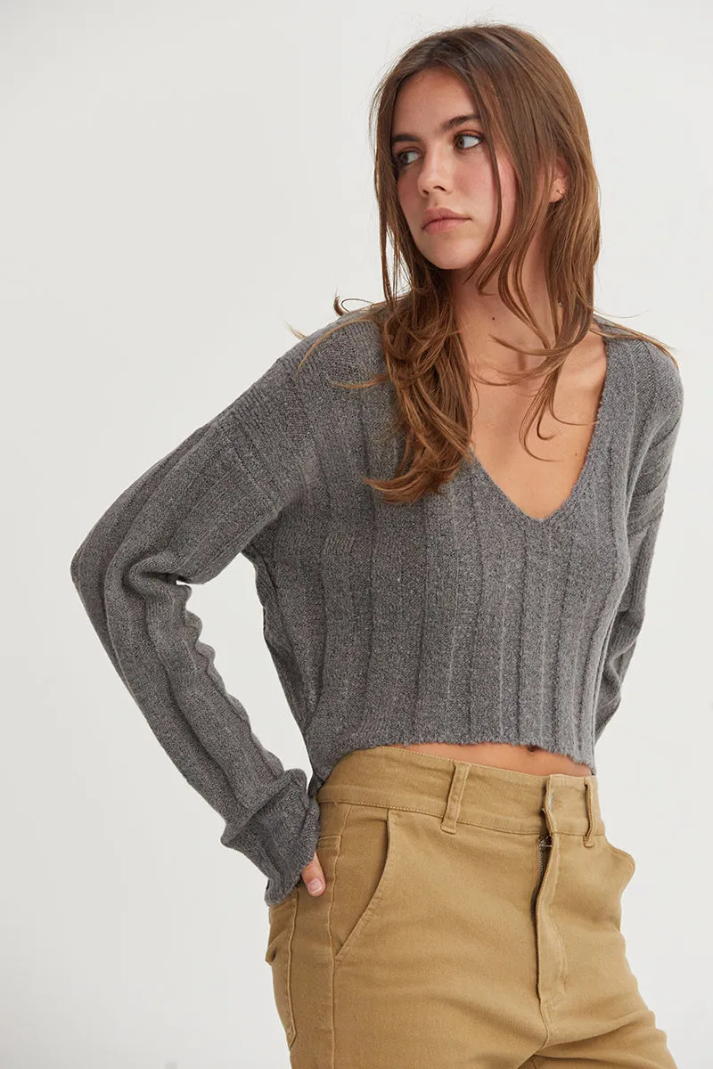 HF25A276-Cropped Sweater Top