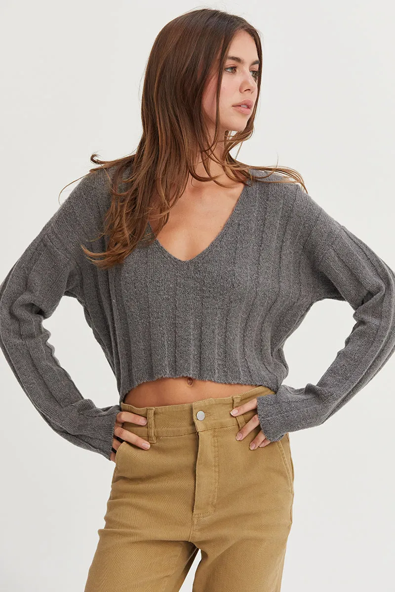 HF25A276-Cropped Sweater Top