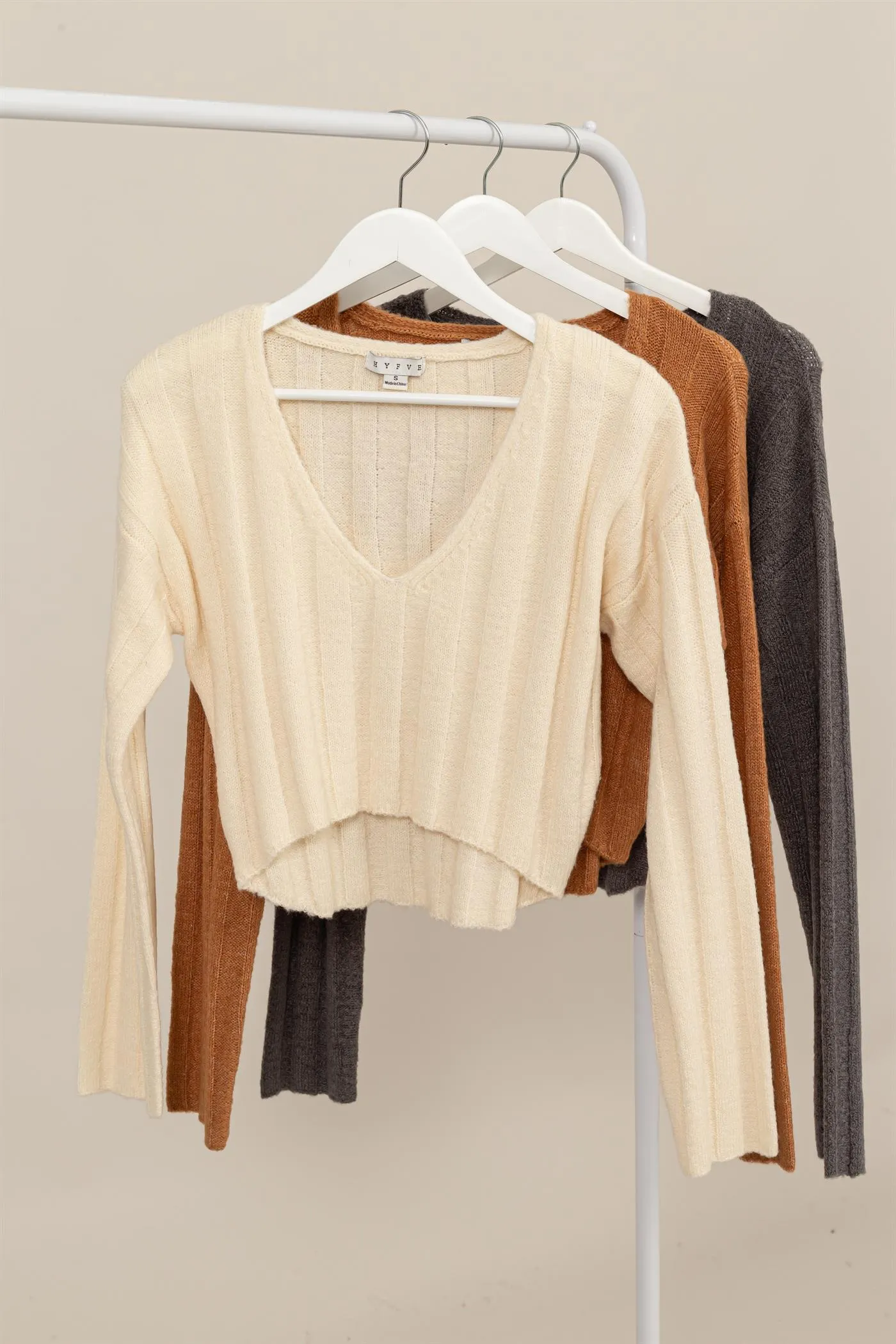 HF25A276-Cropped Sweater Top