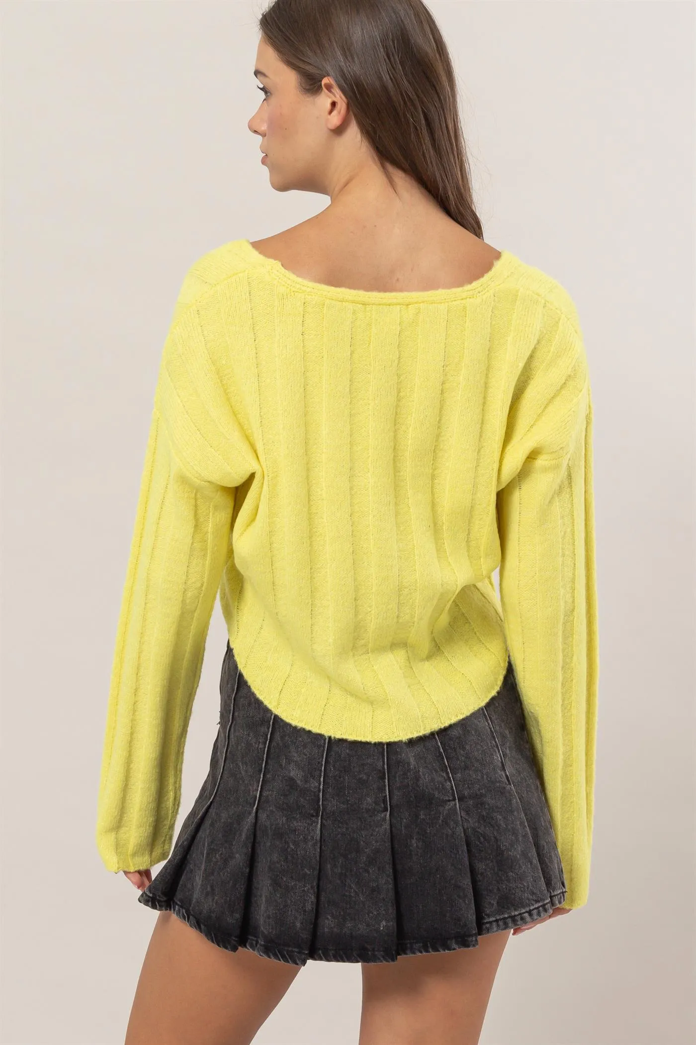 HF25A276-Cropped Sweater Top