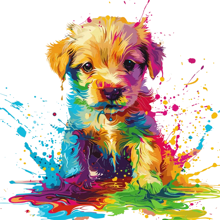 Holi special t shirt for women with Color Splash Puppy design