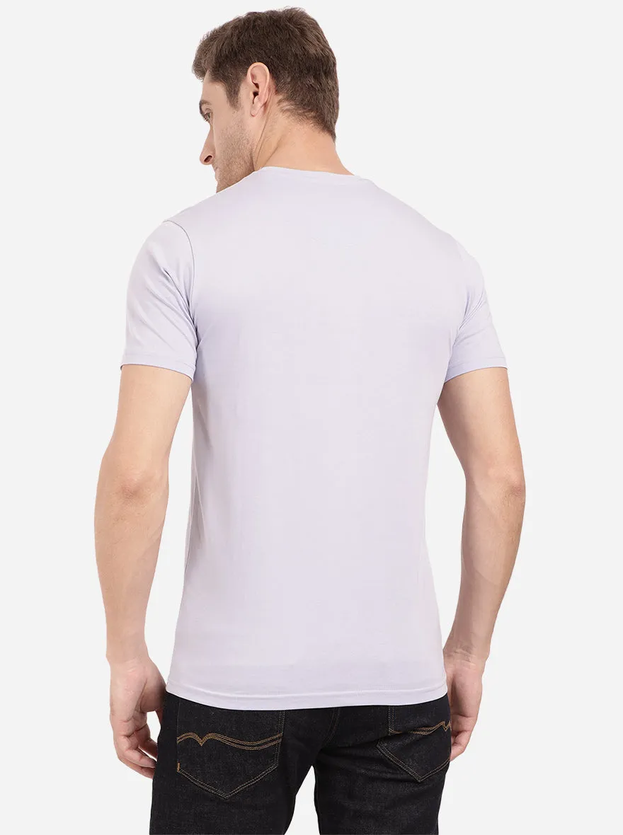 Ice Blue Printed Slim Fit T-Shirt | Greenfibre