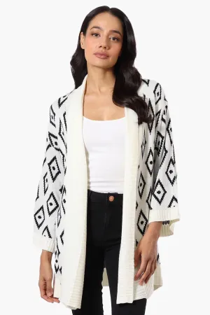 International INC Company Diamond Pattern Wrap Cardigan - White