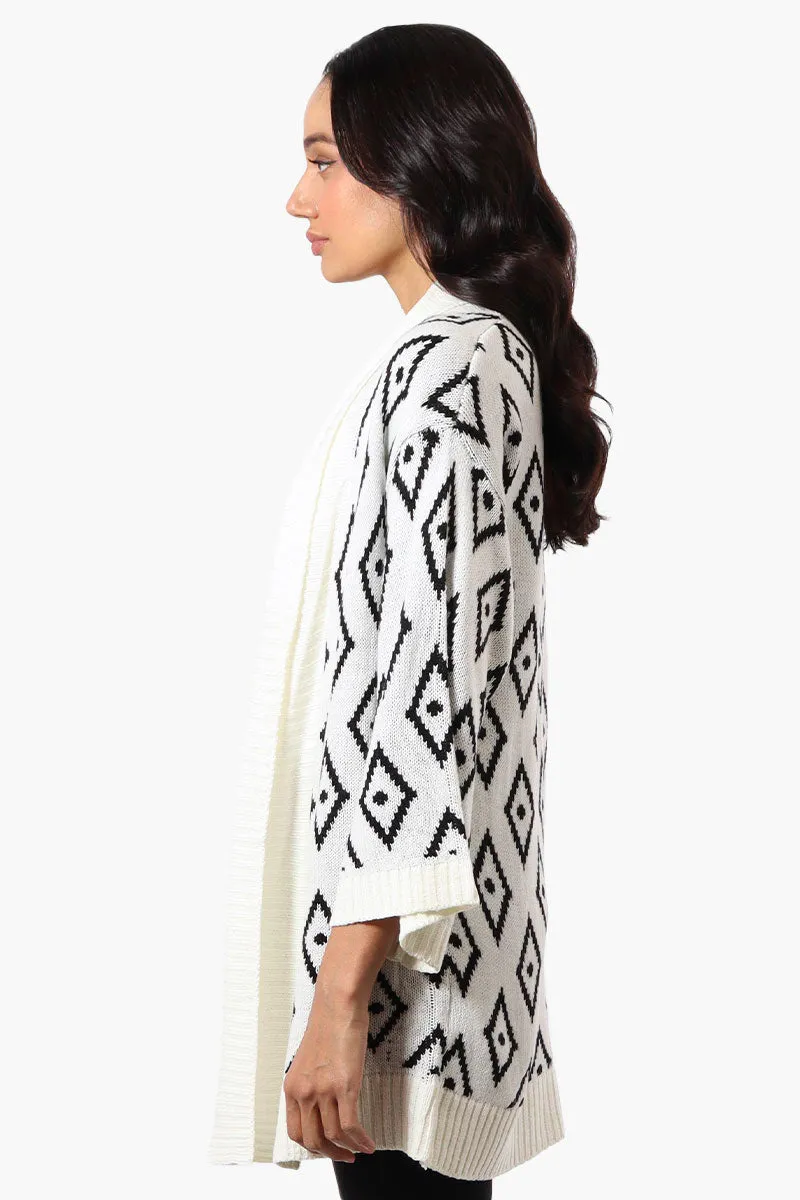 International INC Company Diamond Pattern Wrap Cardigan - White