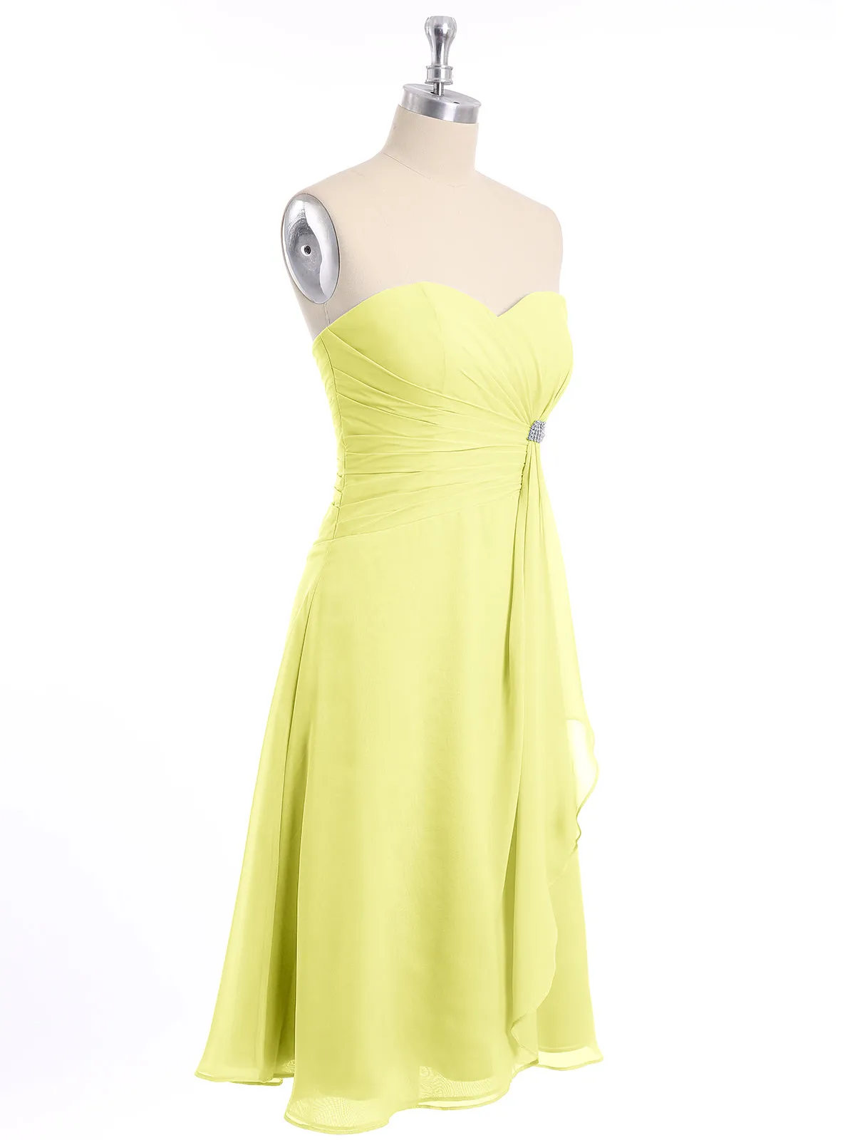 Knee Length Chiffon Dress with Sweetheart Neck-Daffodil Plus Size