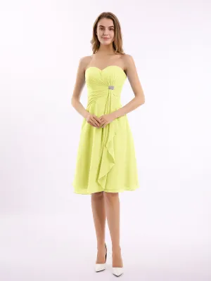 Knee Length Chiffon Dress with Sweetheart Neck-Daffodil Plus Size