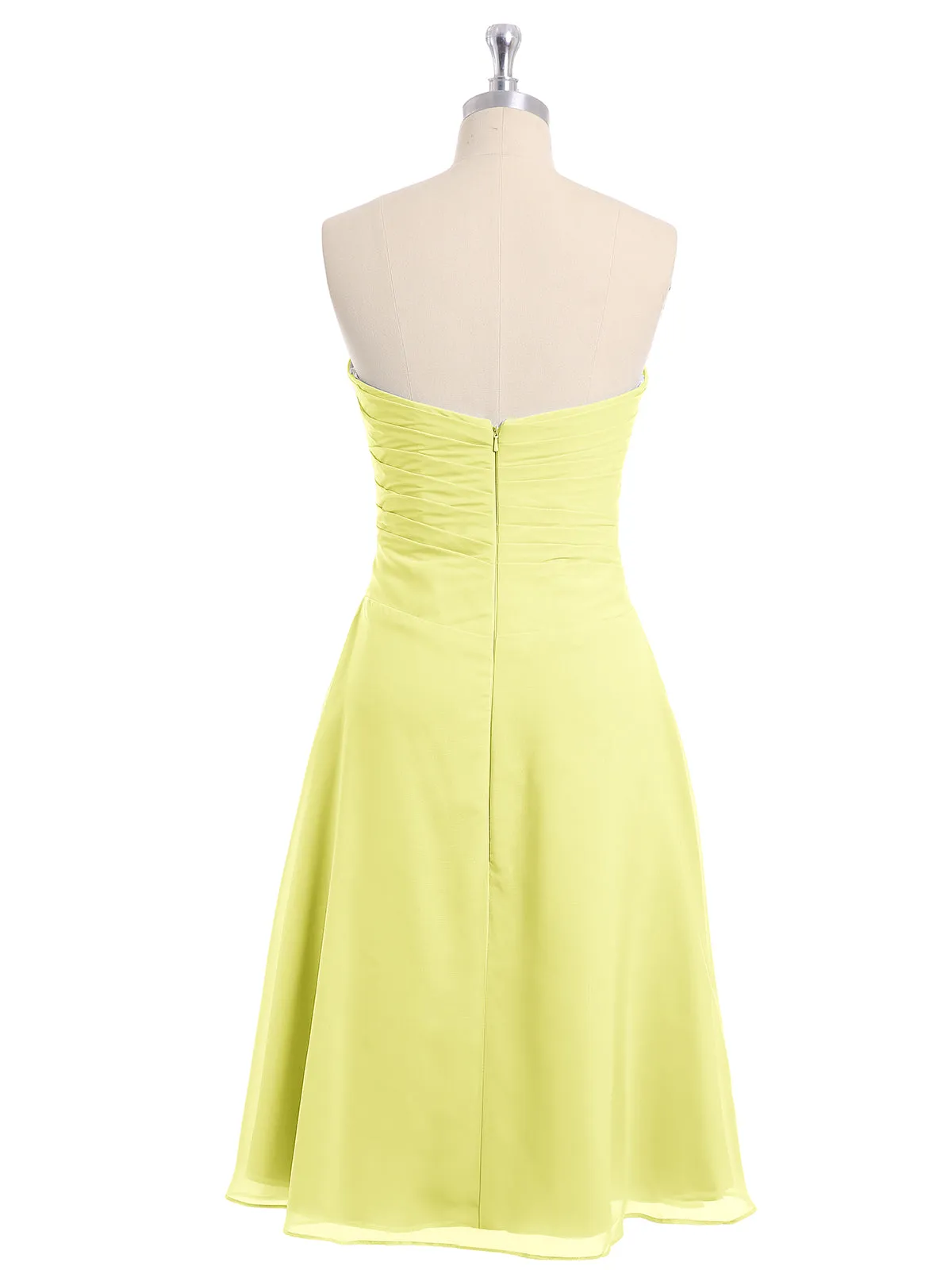 Knee Length Chiffon Dress with Sweetheart Neck-Daffodil Plus Size