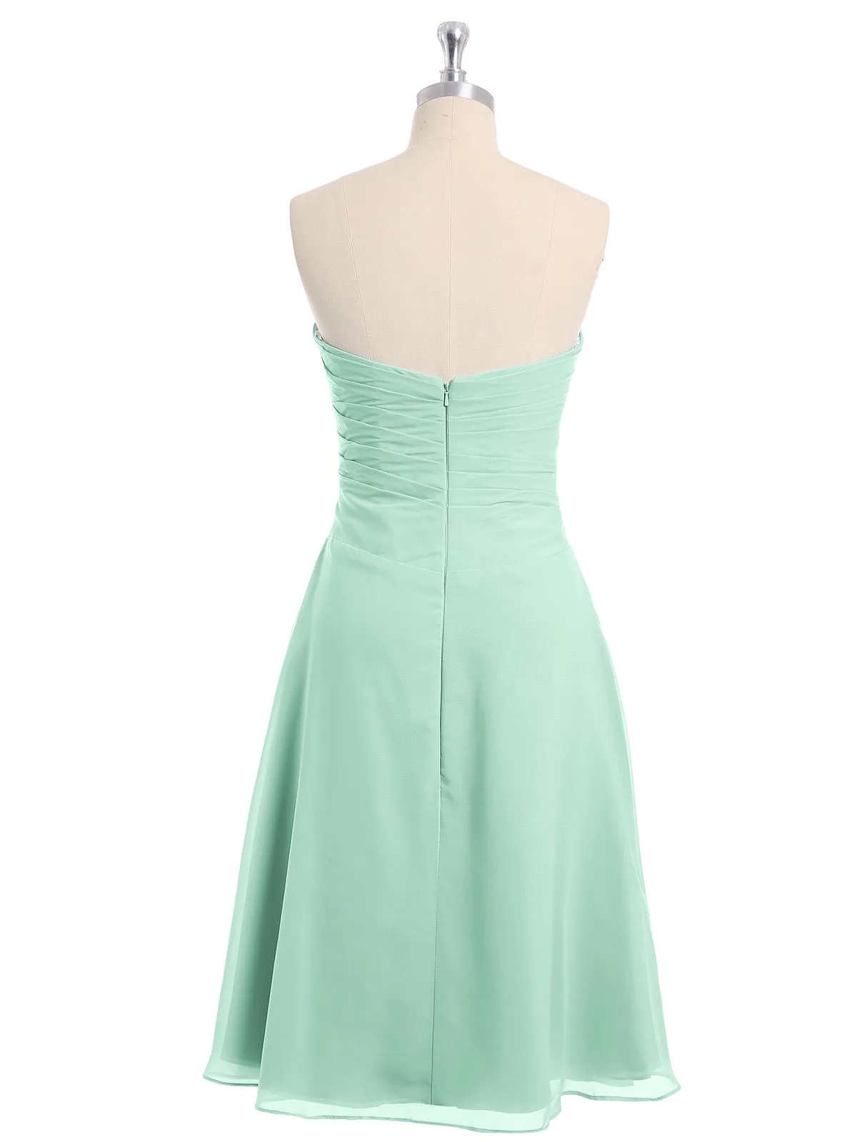 Knee Length Chiffon Dress with Sweetheart Neck-Mint Green Plus Size