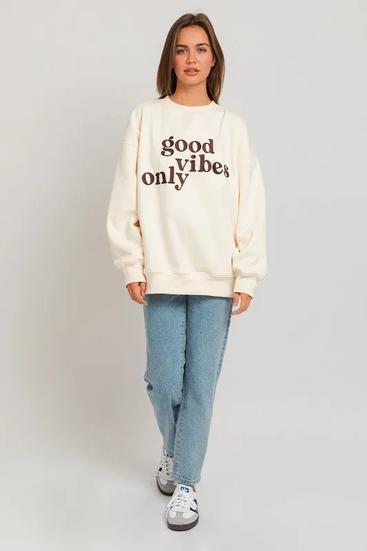 Letter Embroidery Oversized Sweatshirt