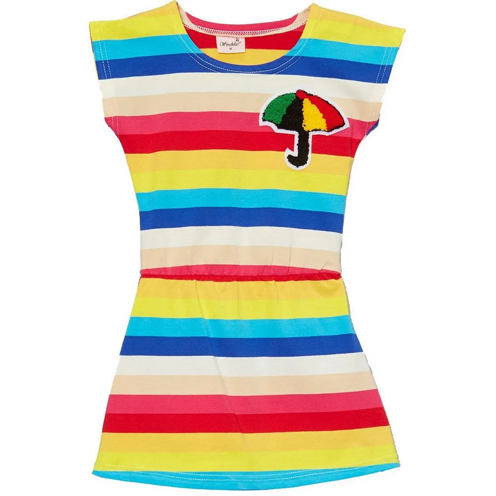 Little Girls Multi Color Rainbow Stripes Umbrella Polo Dress 24M-8