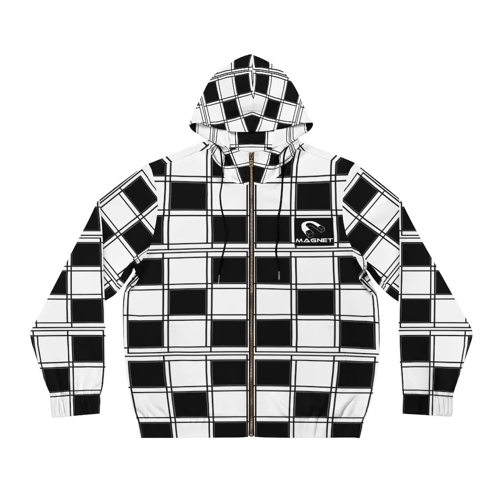 Magnet Plaid style Men's Full-Zip Hoodie (AOP)