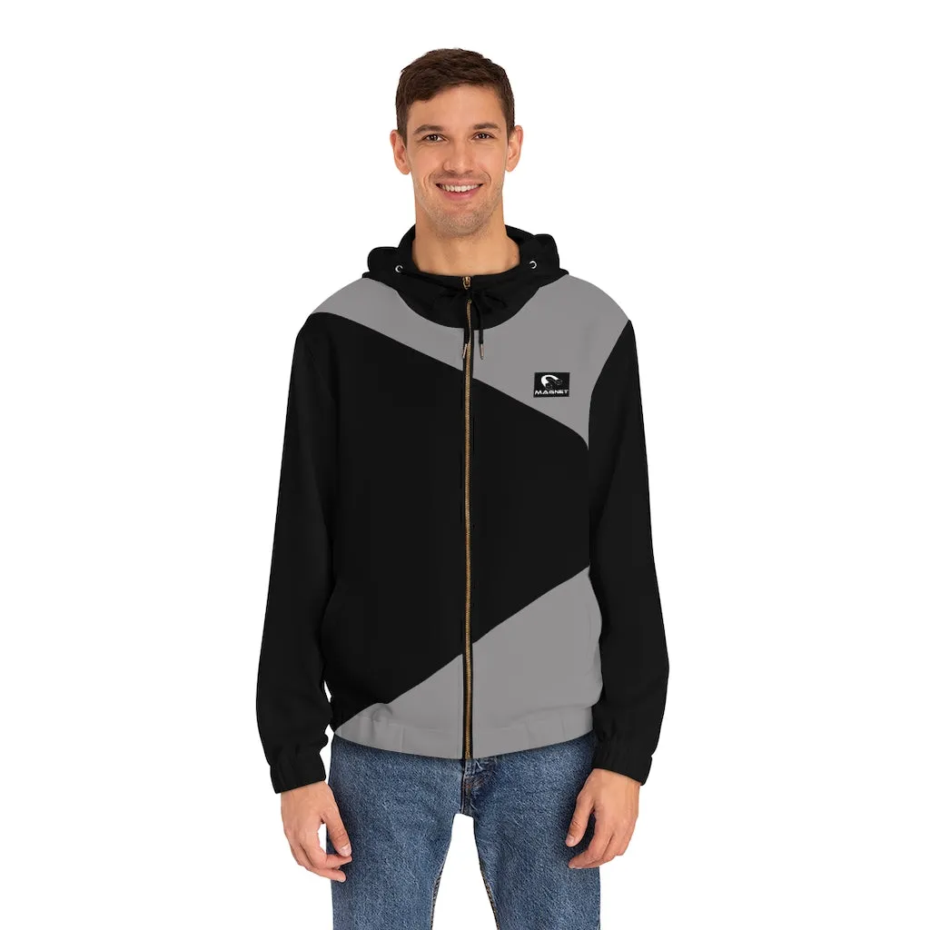 Magnet Stance black and gray Men's Full-Zip Hoodie (AOP)