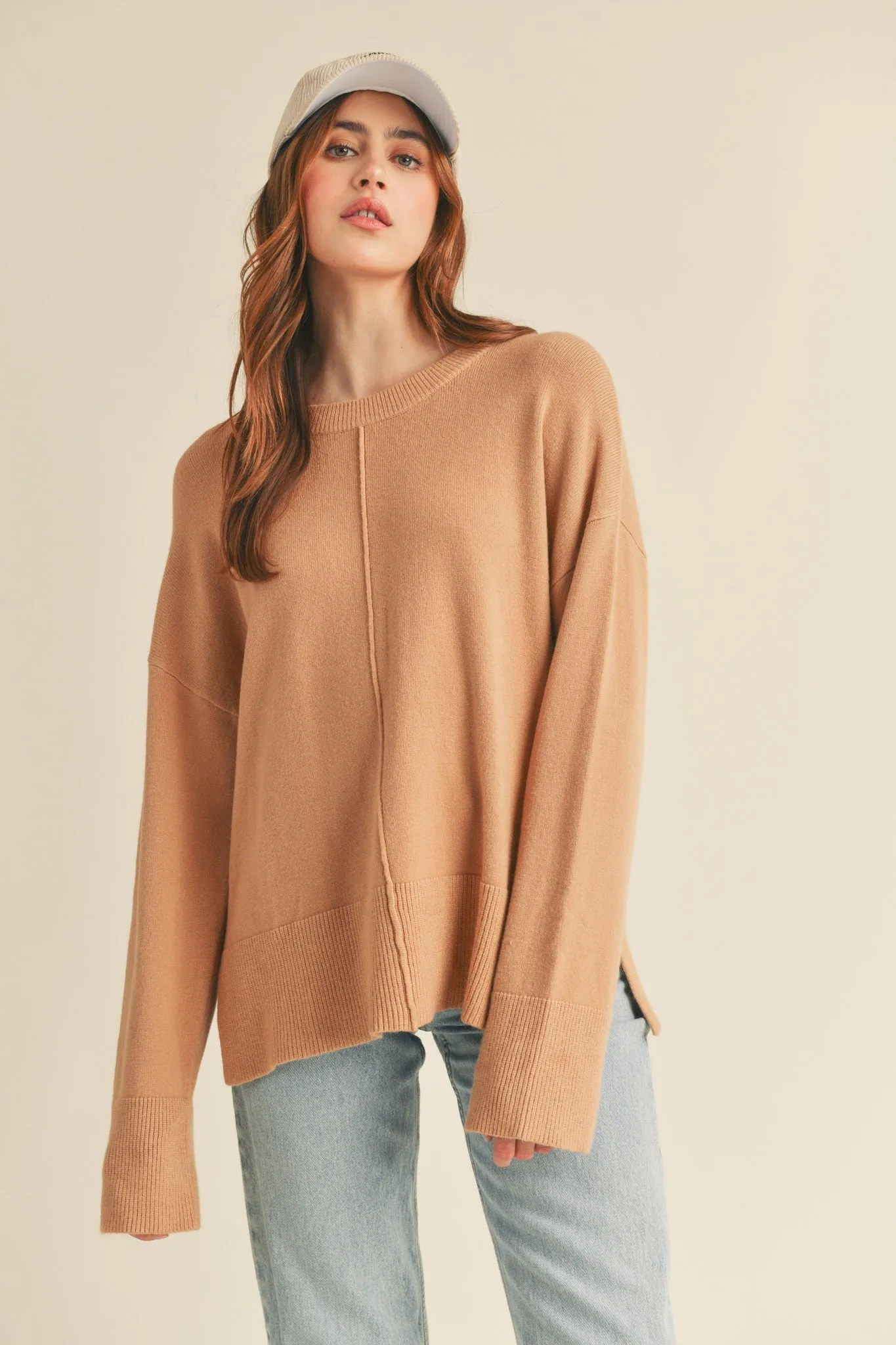 Mariah Basic Crew Neck Sweater - Camel