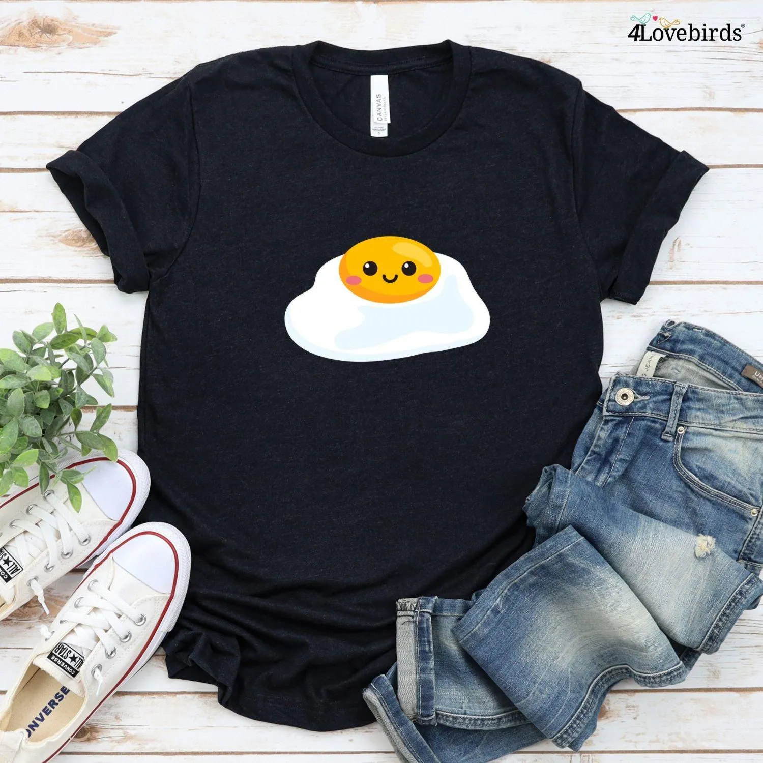 Matching Set: Bacon & Eggs Foodie Lovers Gift for Couples, Valentine Outfit, Best Food Duo Cute Tops