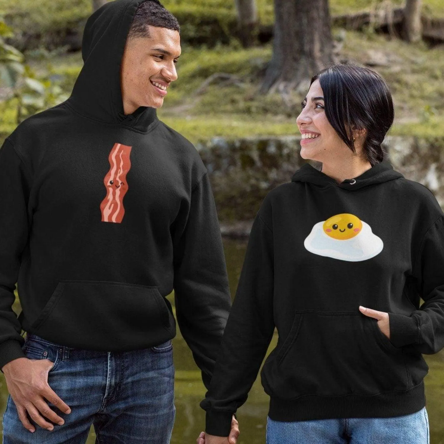 Matching Set: Bacon & Eggs Foodie Lovers Gift for Couples, Valentine Outfit, Best Food Duo Cute Tops