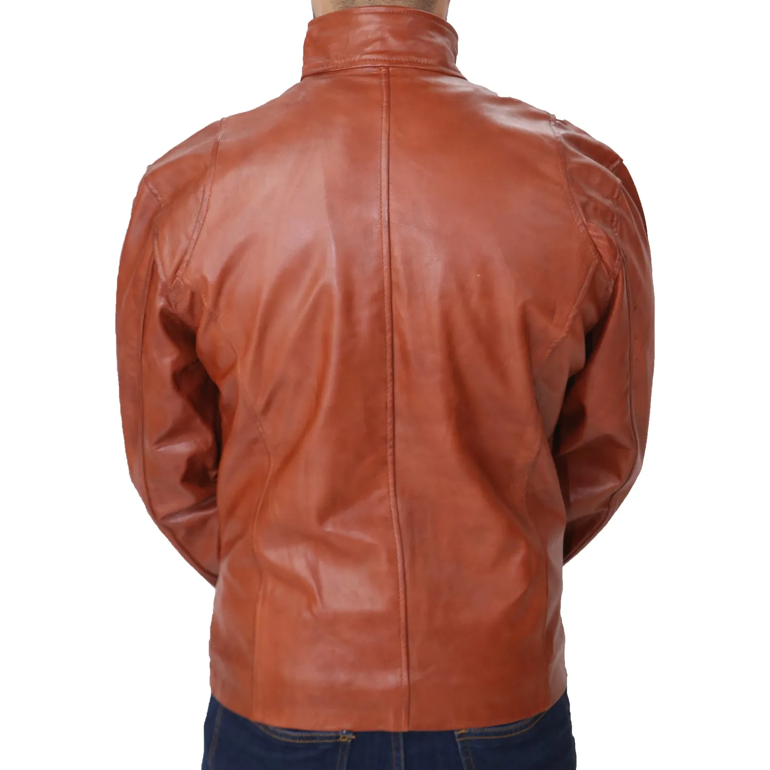 Mens Fashion Brown Genuine Leather Jacket