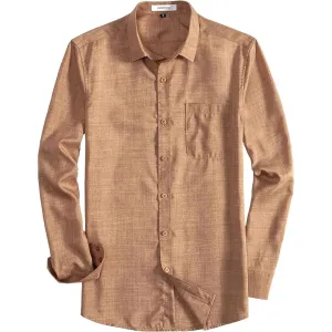 Mens Long Sleeve Casual Stylish Linen Blended Shirts