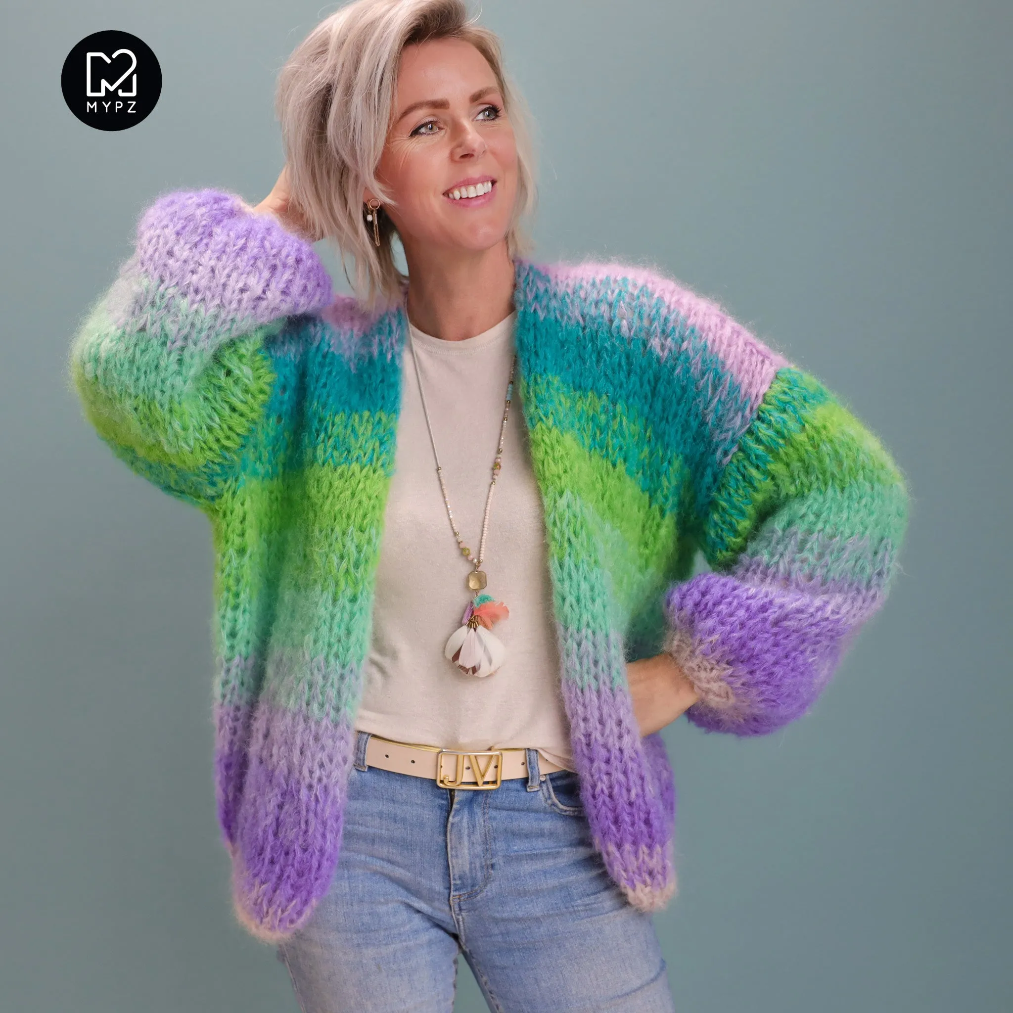 MYPZ Chunky Mohair Cardigan Green Valley