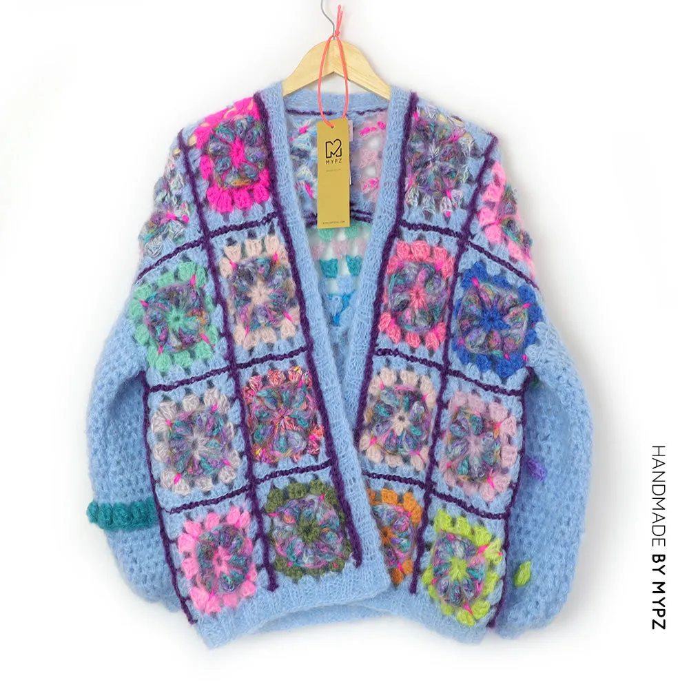 MYPZ Chunky Mohair Crochet Cardigan Flowers