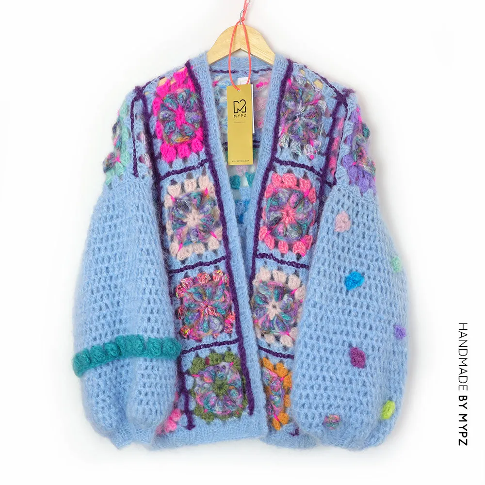 MYPZ Chunky Mohair Crochet Cardigan Flowers