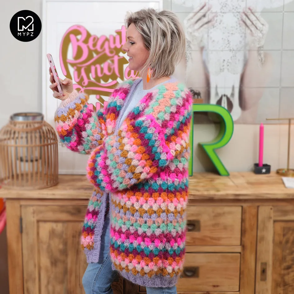 MYPZ Chunky Mohair Granny stripes cardigan Spirit