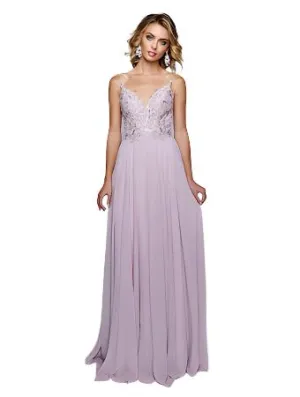 Nina Canacci 3153 Mauve size 4 long flowy prom dress lace bodice mother of dress