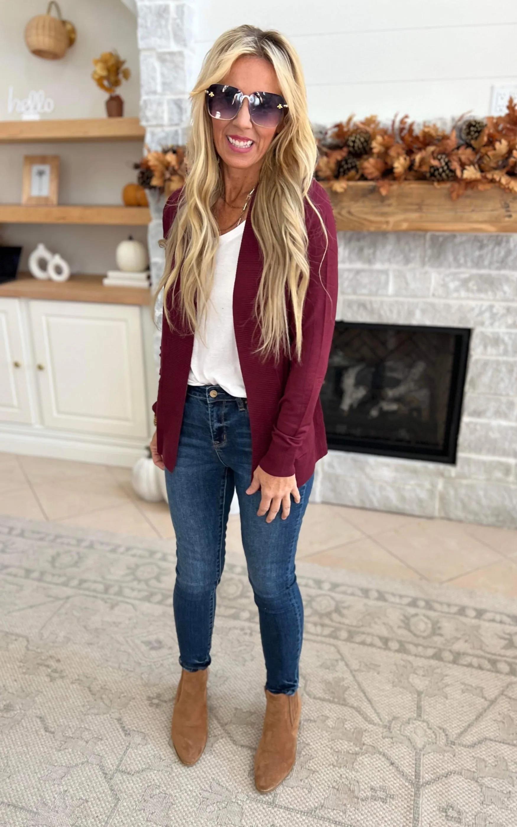 Our Favorite Boyfriend Cardigan - Burgundy