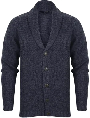 Riley Wool Blend Shawl Neck Cardigan In Dark Denim Marl - Tokyo Laundry