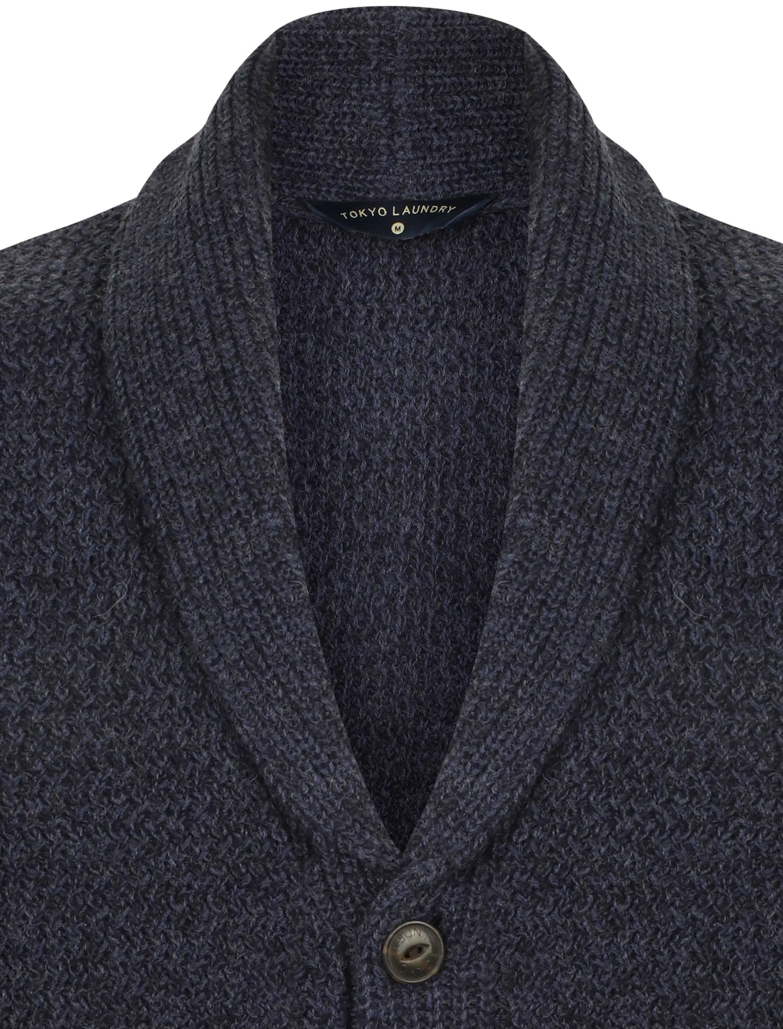 Riley Wool Blend Shawl Neck Cardigan In Dark Denim Marl - Tokyo Laundry