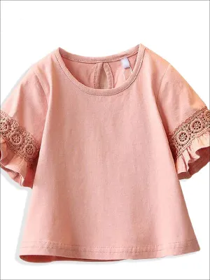 Spring Lace Embroidered Flare Sleeve Top