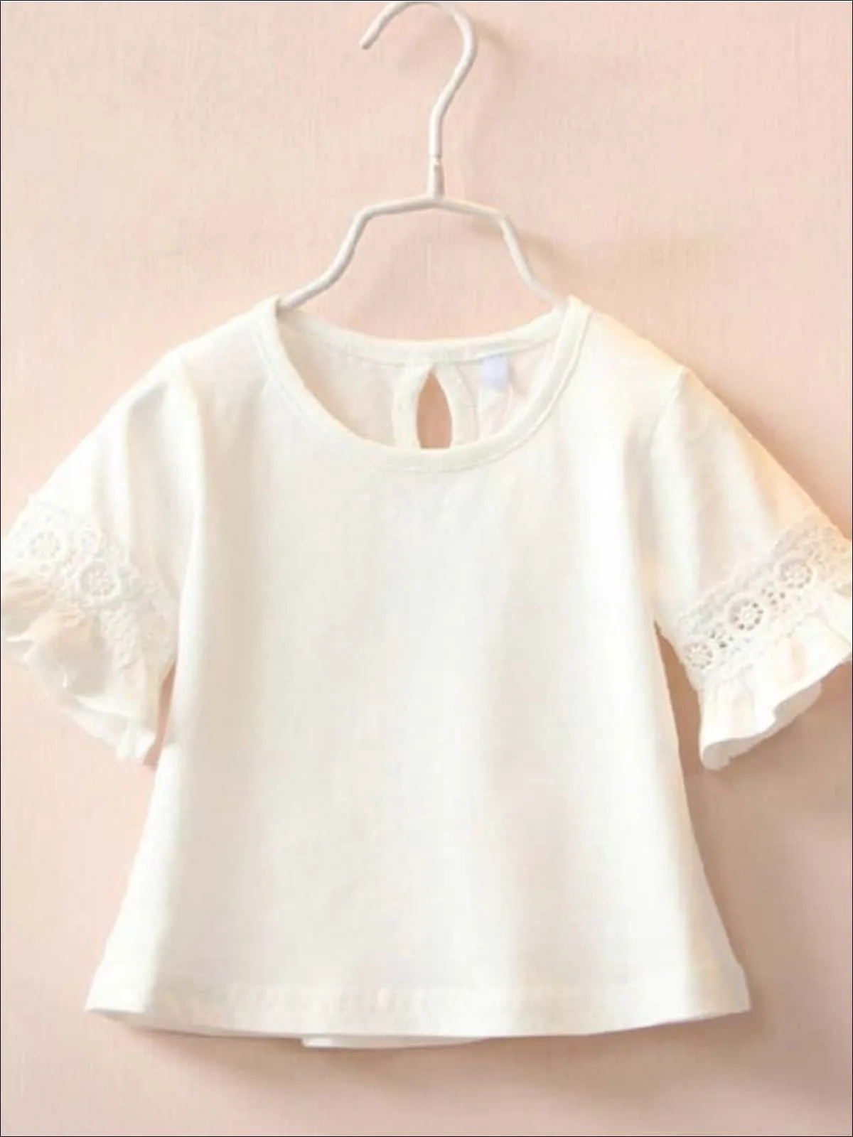 Spring Lace Embroidered Flare Sleeve Top